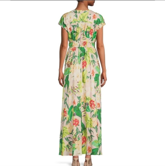 Antonio Melani Vitoria Pink Tropical Print Plunge V-Neck Cap Sleeve Maxi… - Picture 2 of 7
